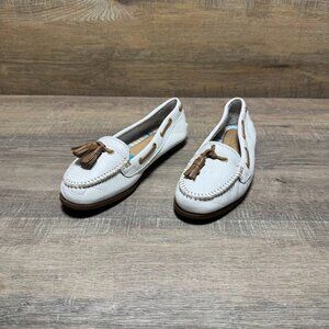 Sperry Sabrina White Leather Moccasin Shoes Women's Size 5